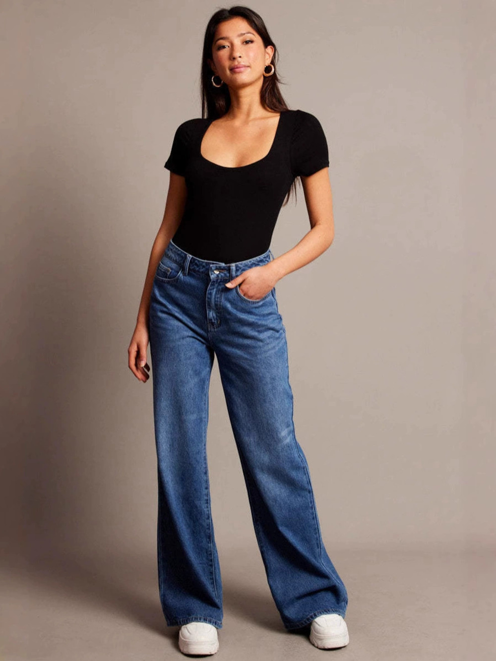 ZARA Factory Direct Retro High Waist Loose Wide Leg Floor Length Womens Jeans